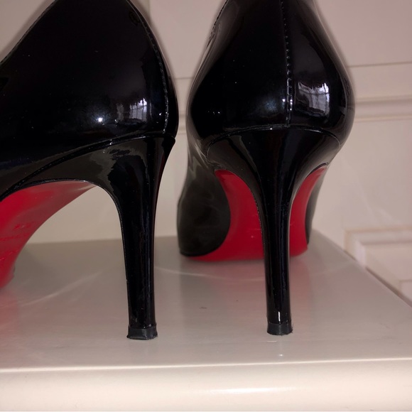 Christian Louboutin Simple Black Patent Calf Leather 70 Heel Pumps Size 38.5 - Picture 6 of 16